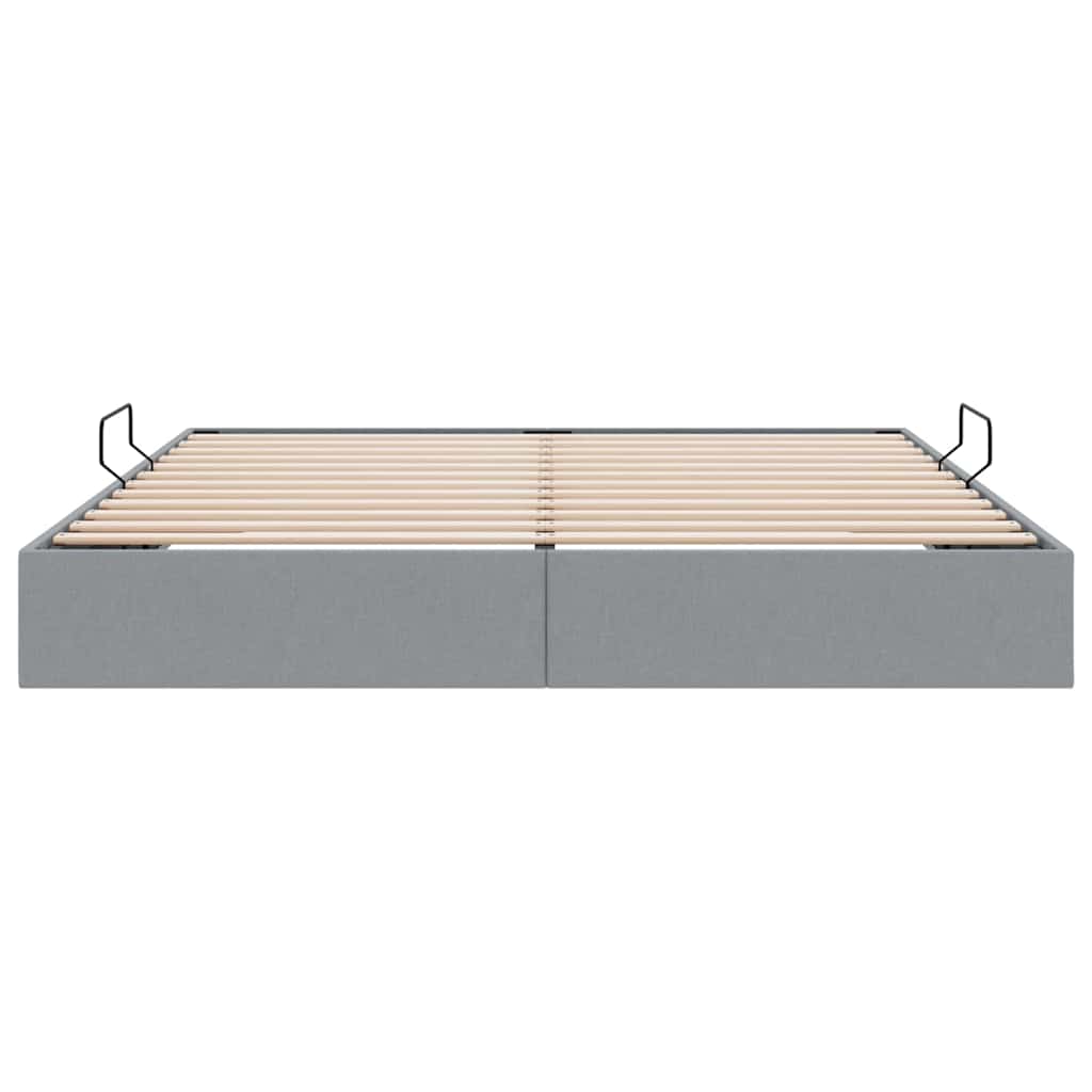 Lit de Rangement avec stockage Gris clair 193 x 203 cm Tissu - XIOS