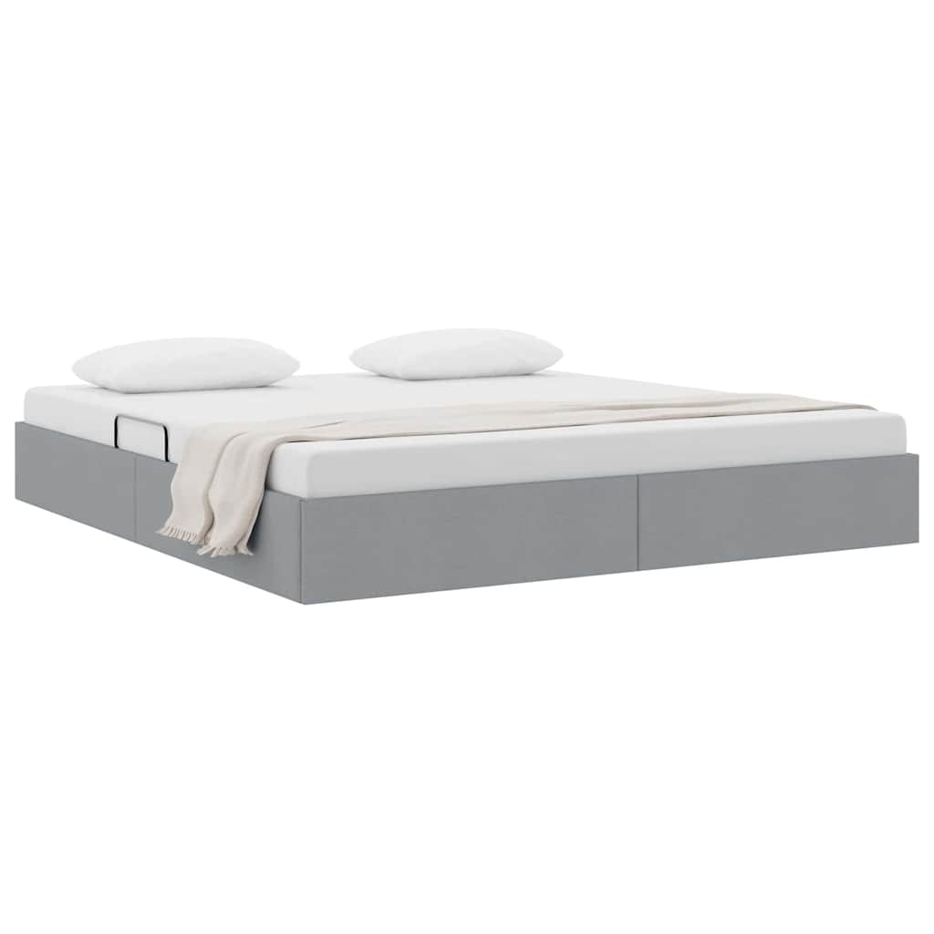 Lit de Rangement avec stockage Gris clair 193 x 203 cm Tissu - XIOS