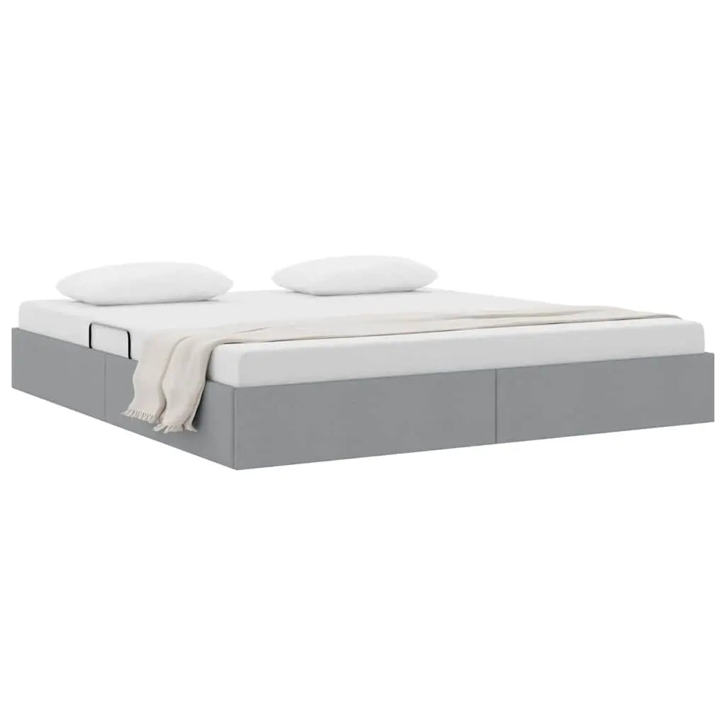 Lit de Rangement avec stockage Gris clair 193 x 203 cm Tissu - XIOS