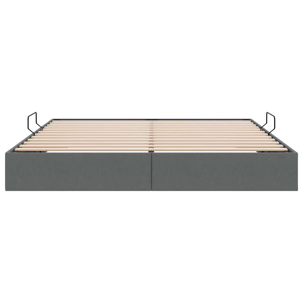 Lit de Rangement avec stockage Gris foncé 193 x 203 cm Tissu