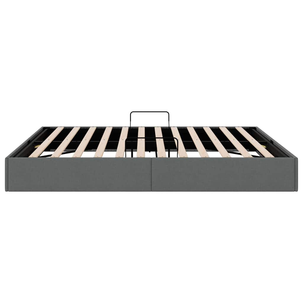 Lit de Rangement avec stockage Gris foncé 193 x 203 cm Tissu