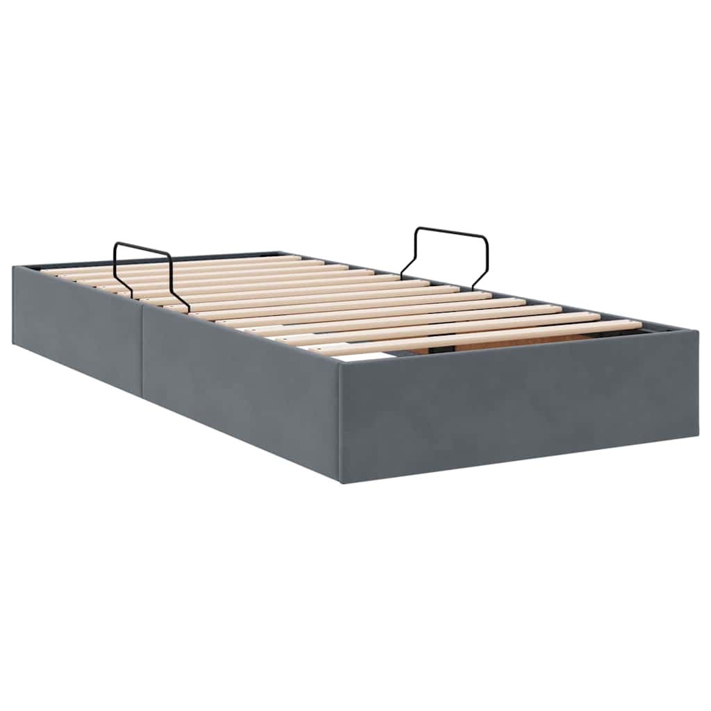 Lit de Rangement avec matelas Gris foncé 90 x 190 cm Velours - XIOS