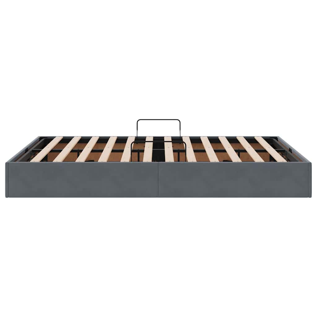 Lit de Rangement avec matelas Gris foncé 135 x 190 cm Velours - XIOS