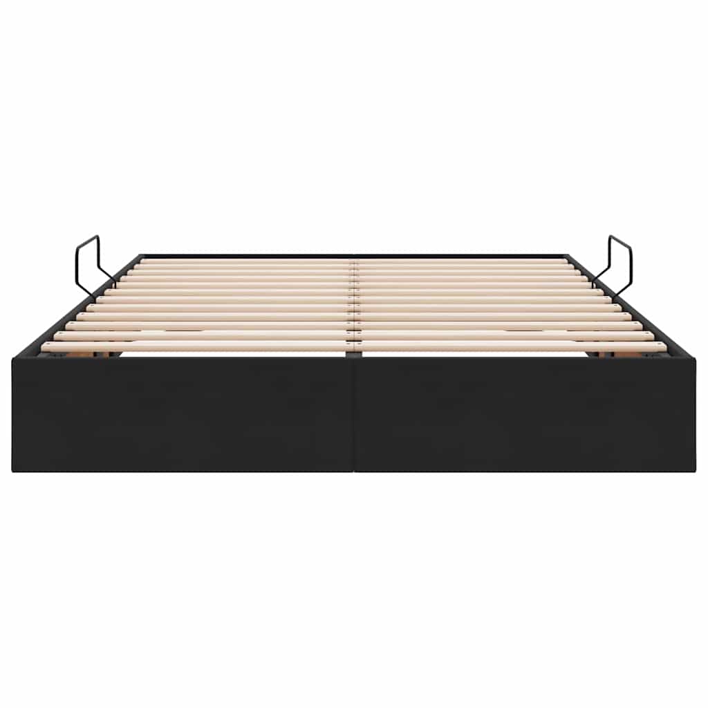Lit de Rangement avec stockage Noir 135 x 190 cm Velours