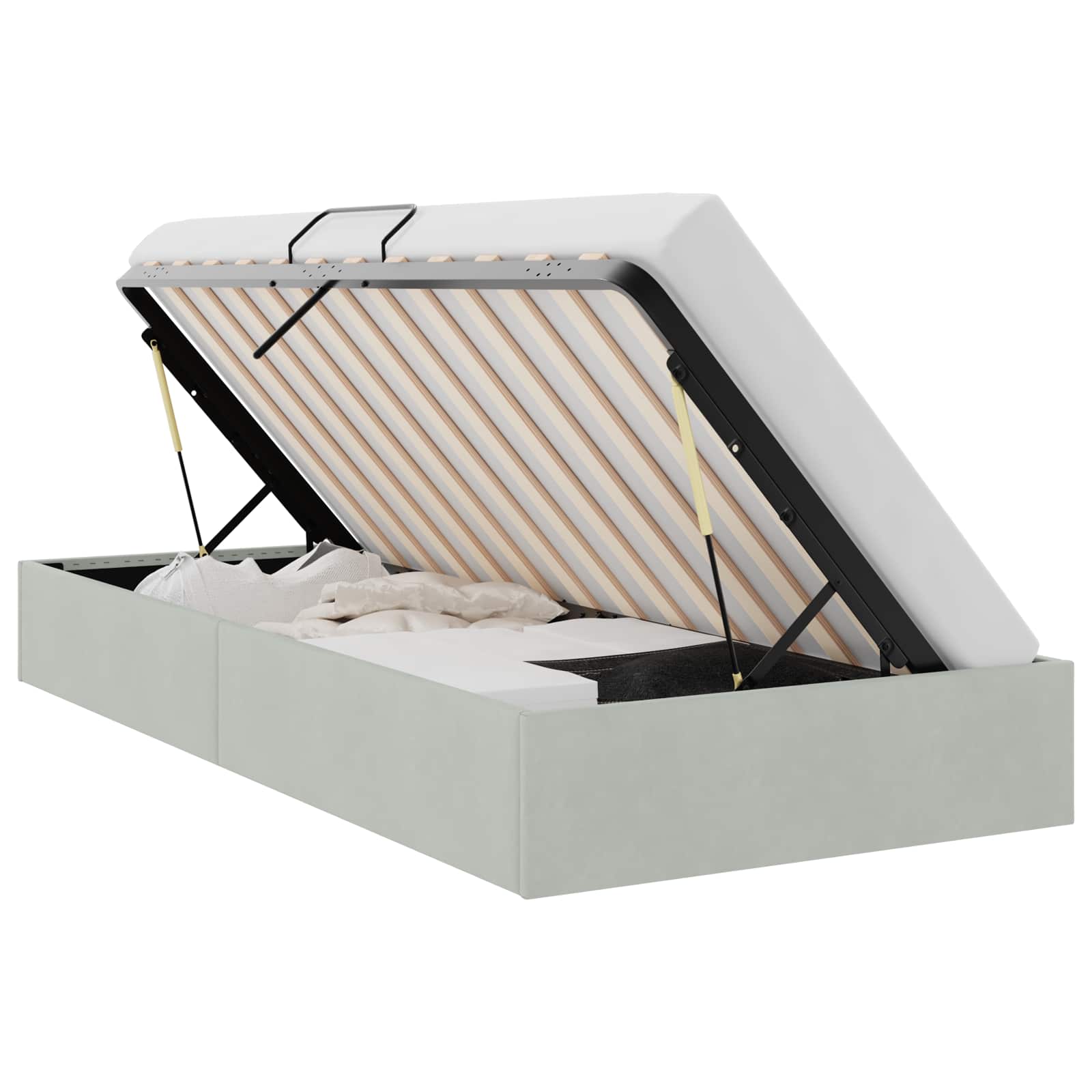 Lit de Rangement avec stockage Gris clair 100 x 190 cm Velours