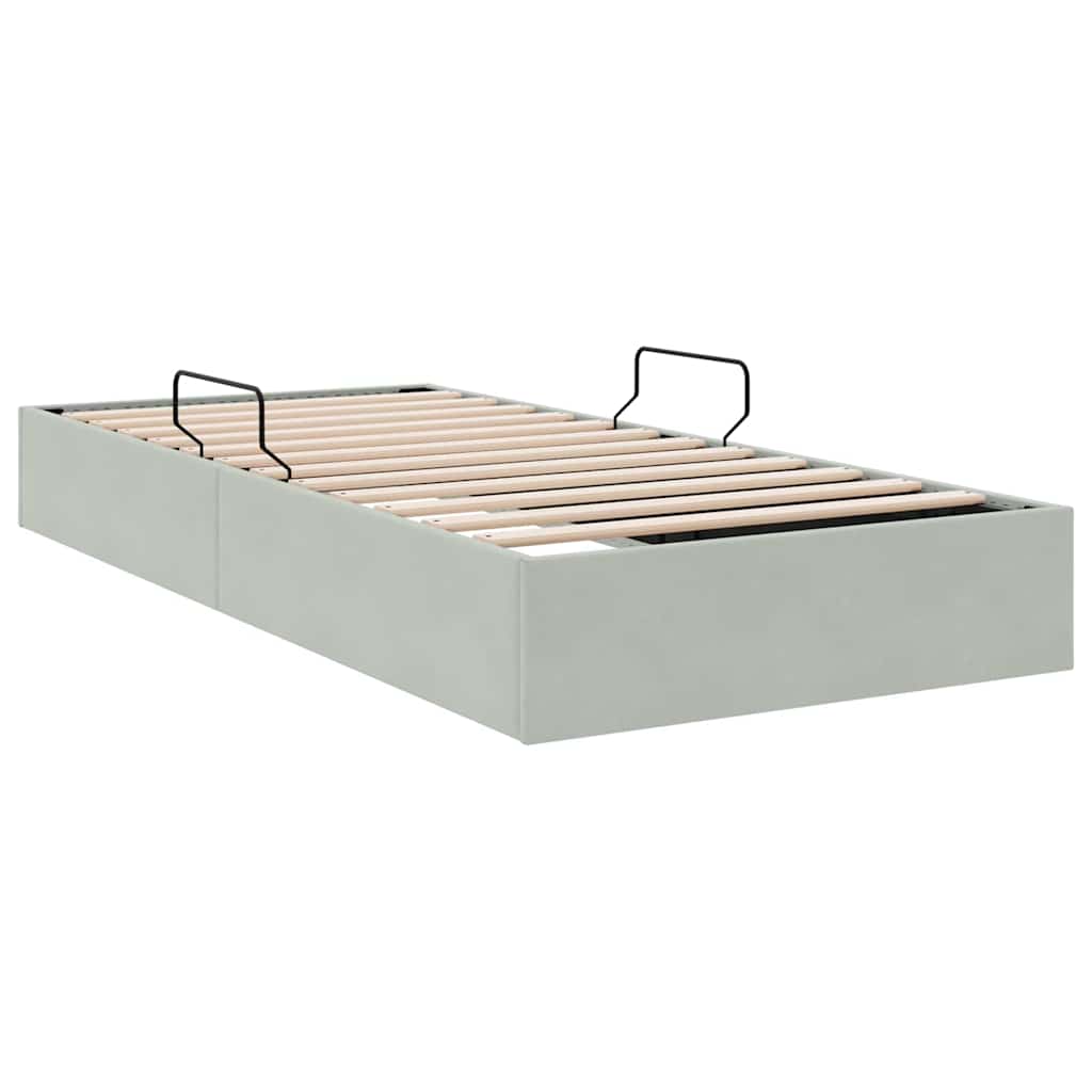 Lit de Rangement avec stockage Gris clair 100 x 190 cm Velours