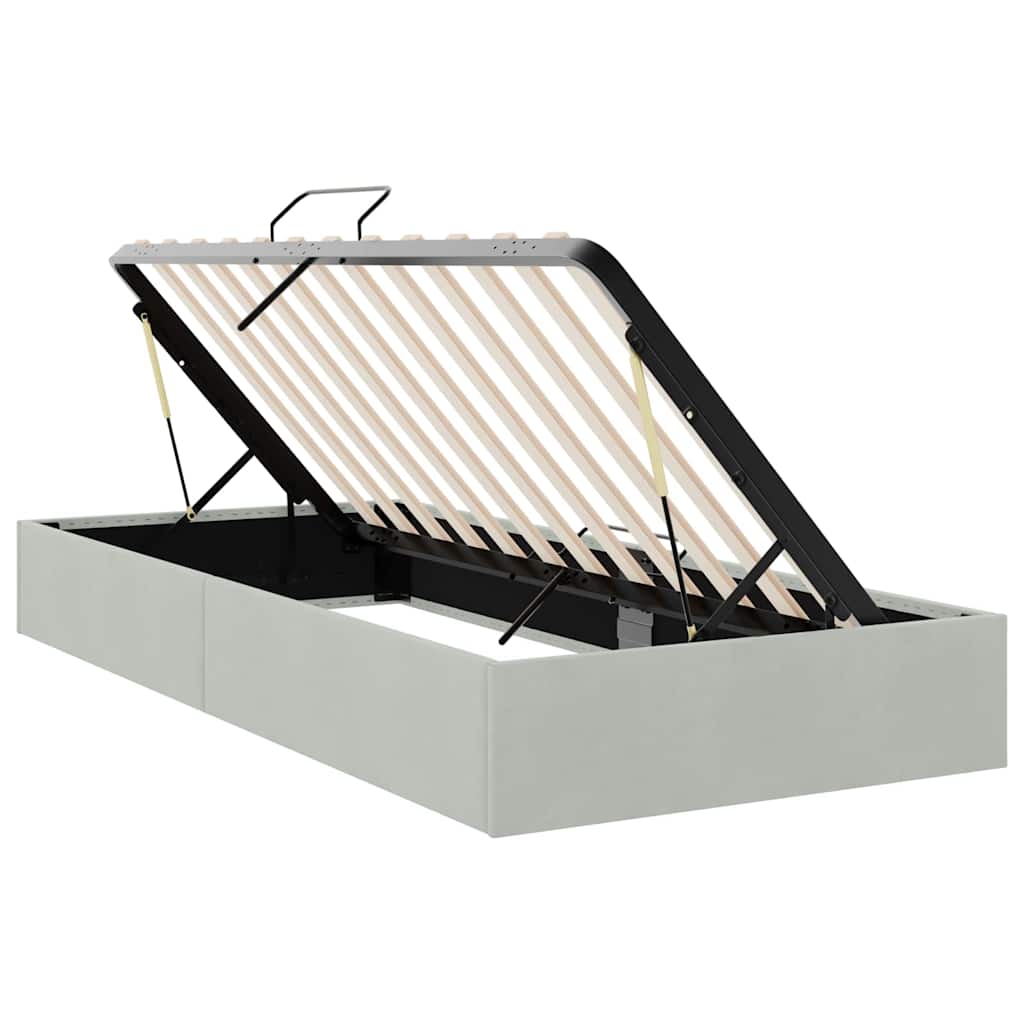Lit de Rangement avec stockage Gris clair 100 x 190 cm Velours