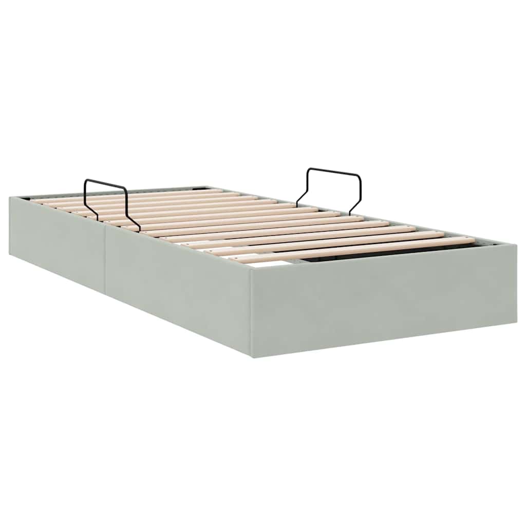 Lit de Rangement avec stockage Gris clair 100 x 203 cm Velours