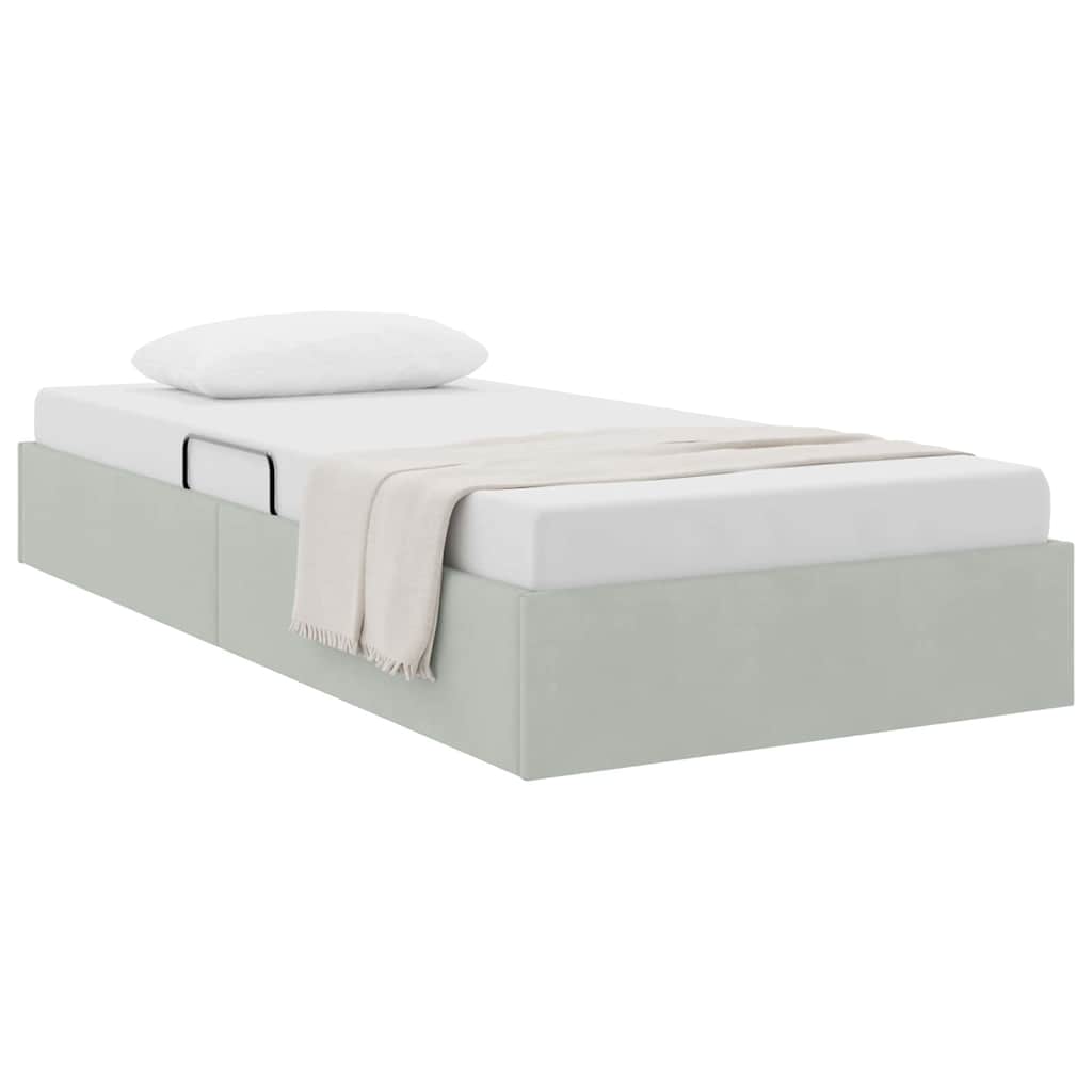 Lit de Rangement avec stockage Gris clair 100 x 203 cm Velours
