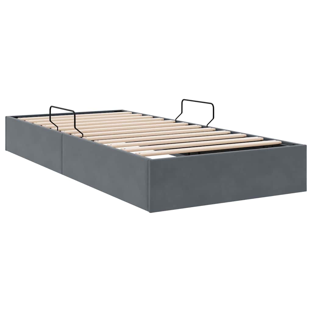 Lit de Rangement avec stockage Gris foncé 100 x 203 cm Velours