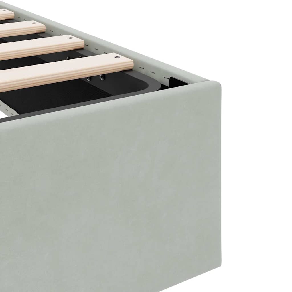 Lit de Rangement avec stockage Gris clair 137 x 190 cm Velours - XIOS