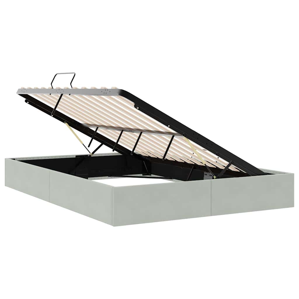 Lit de Rangement avec stockage Gris clair 137 x 190 cm Velours - XIOS