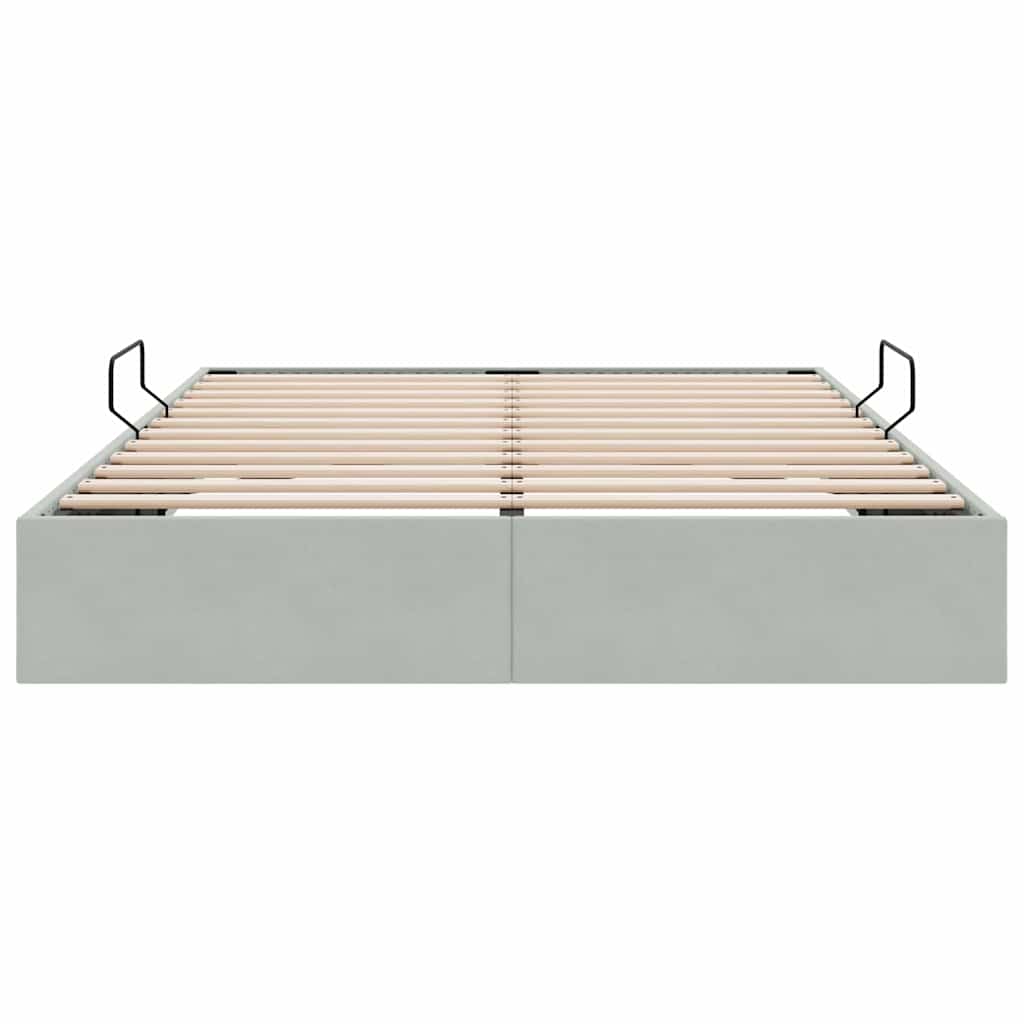 Lit de Rangement avec stockage Gris clair 137 x 190 cm Velours - XIOS
