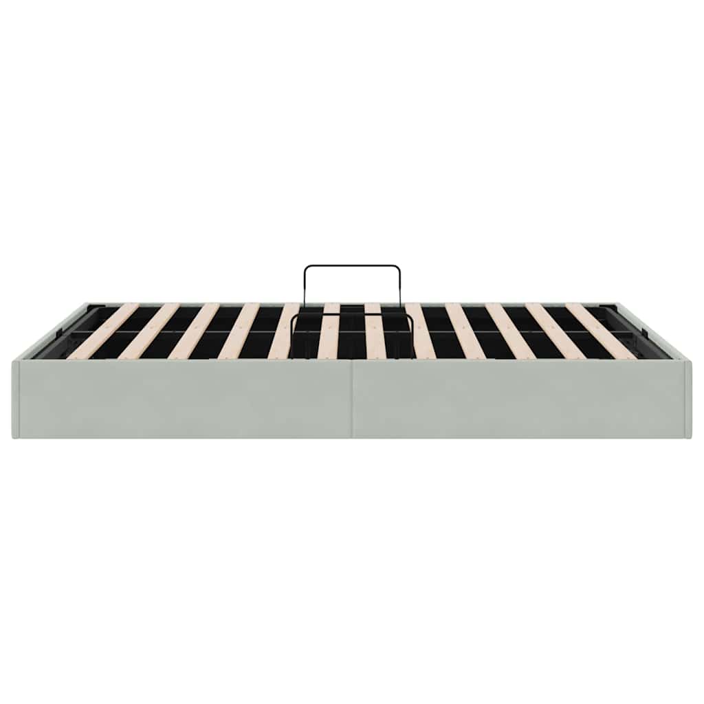 Lit de Rangement avec stockage Gris clair 137 x 190 cm Velours - XIOS
