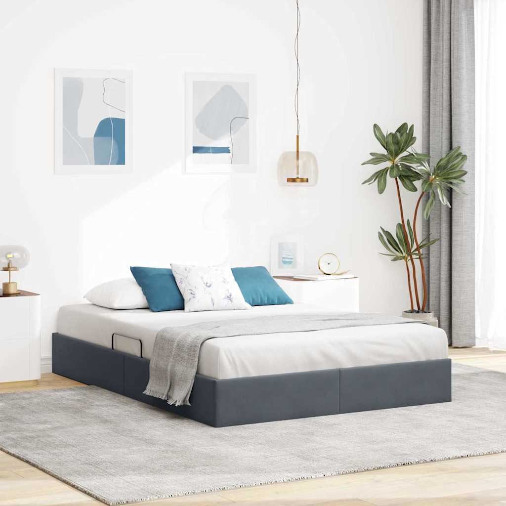 Lit de Rangement avec stockage Gris foncé 137 x 190 cm Velours - XIOS