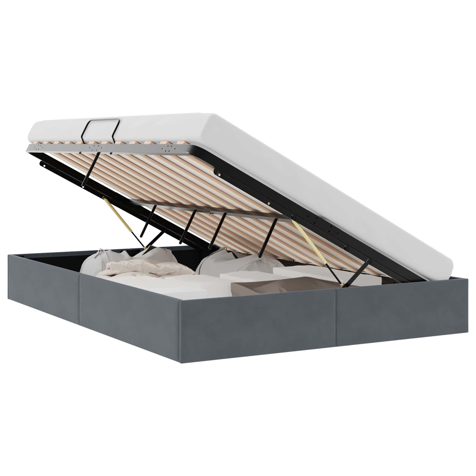 Lit de Rangement avec stockage Gris foncé 137 x 190 cm Velours - XIOS