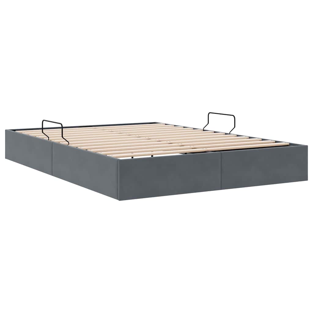 Lit de Rangement avec stockage Gris foncé 137 x 190 cm Velours - XIOS