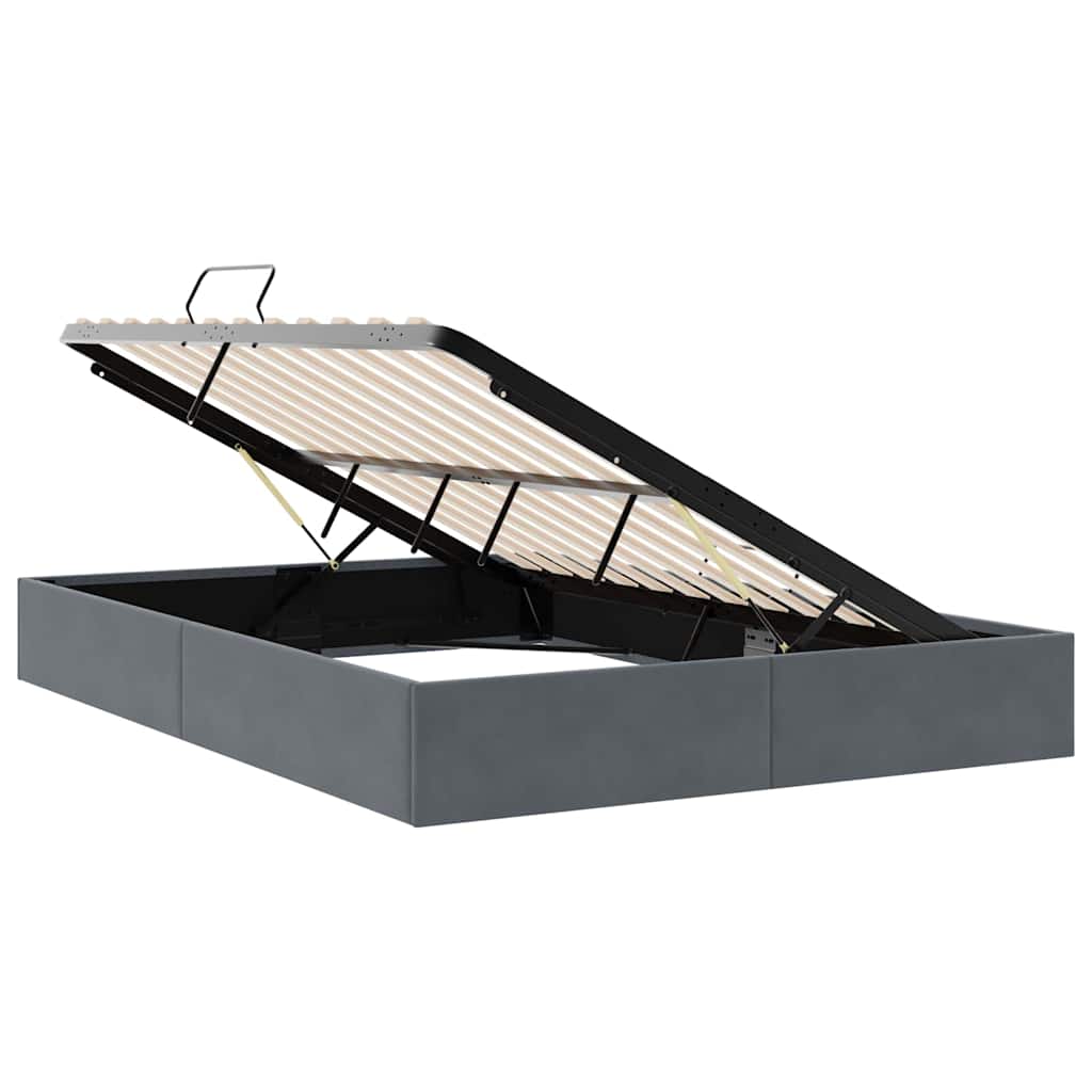 Lit de Rangement avec stockage Gris foncé 137 x 190 cm Velours - XIOS