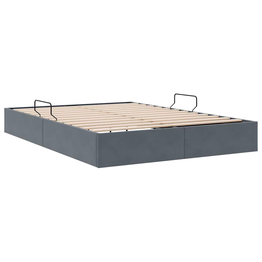 Lit de Rangement avec stockage Gris foncé 137 x 190 cm Velours - XIOS