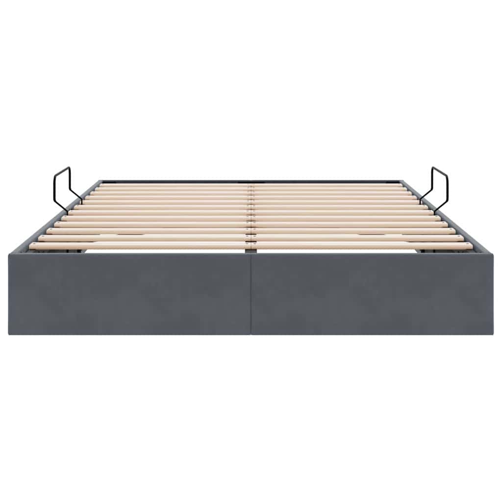 Lit de Rangement avec stockage Gris foncé 137 x 190 cm Velours - XIOS