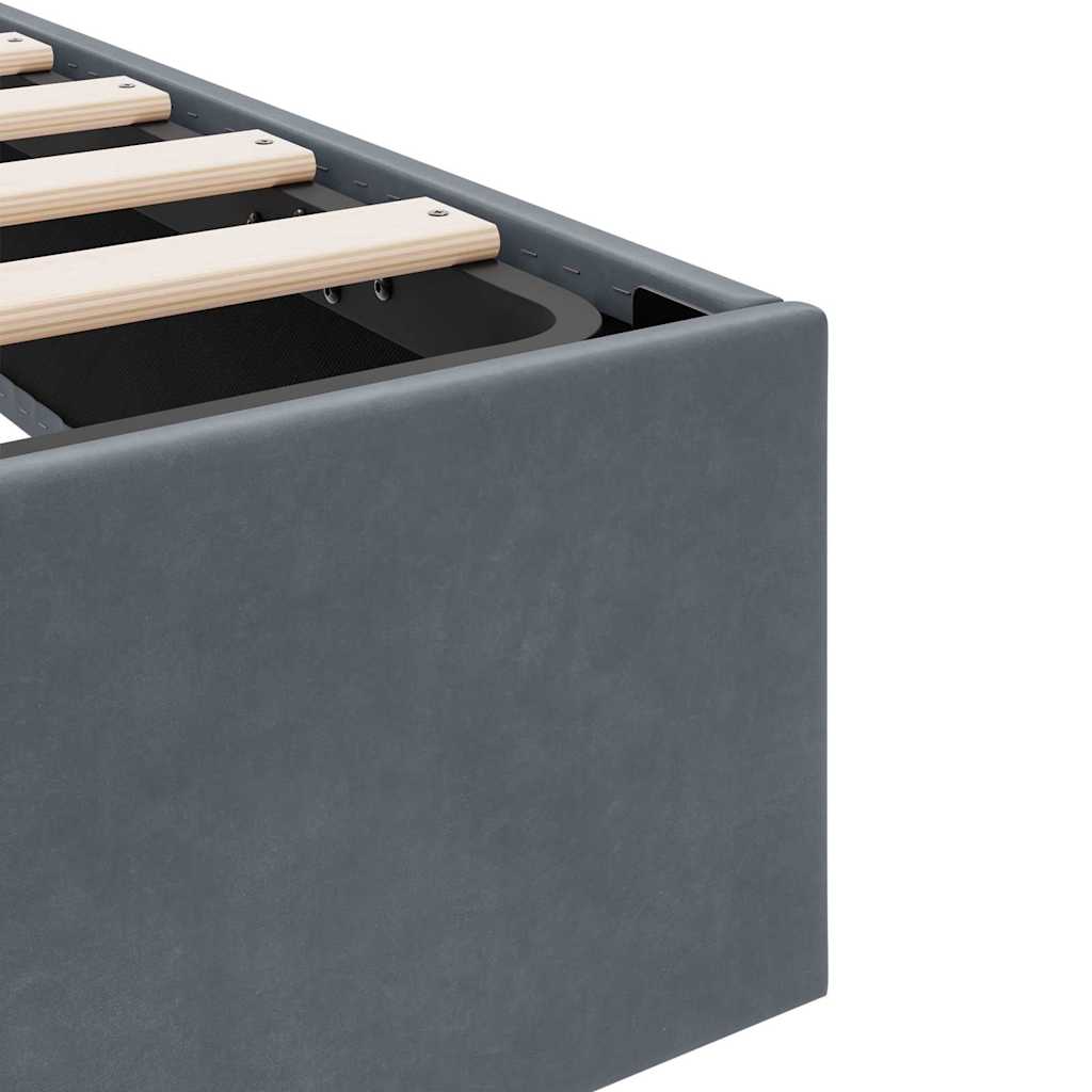 Lit de Rangement avec stockage Gris foncé 193 x 203 cm Velours - XIOS