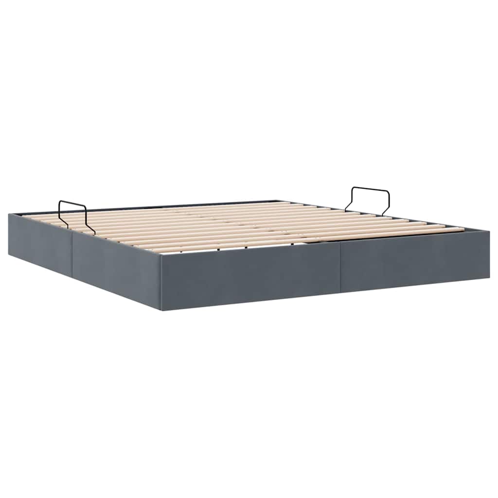 Lit de Rangement avec stockage Gris foncé 193 x 203 cm Velours - XIOS
