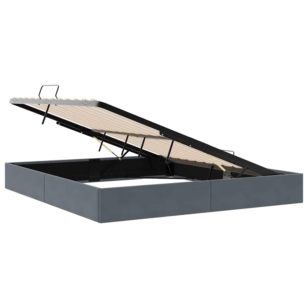 Lit de Rangement avec stockage Gris foncé 193 x 203 cm Velours - XIOS