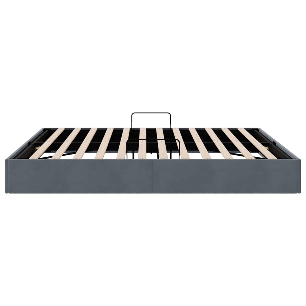 Lit de Rangement avec stockage Gris foncé 193 x 203 cm Velours - XIOS