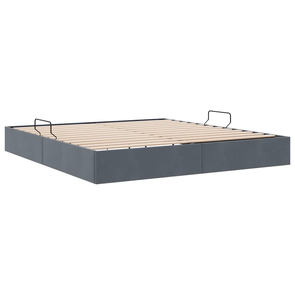 Lit de Rangement avec stockage Gris foncé 183 x 213 cm Velours - XIOS