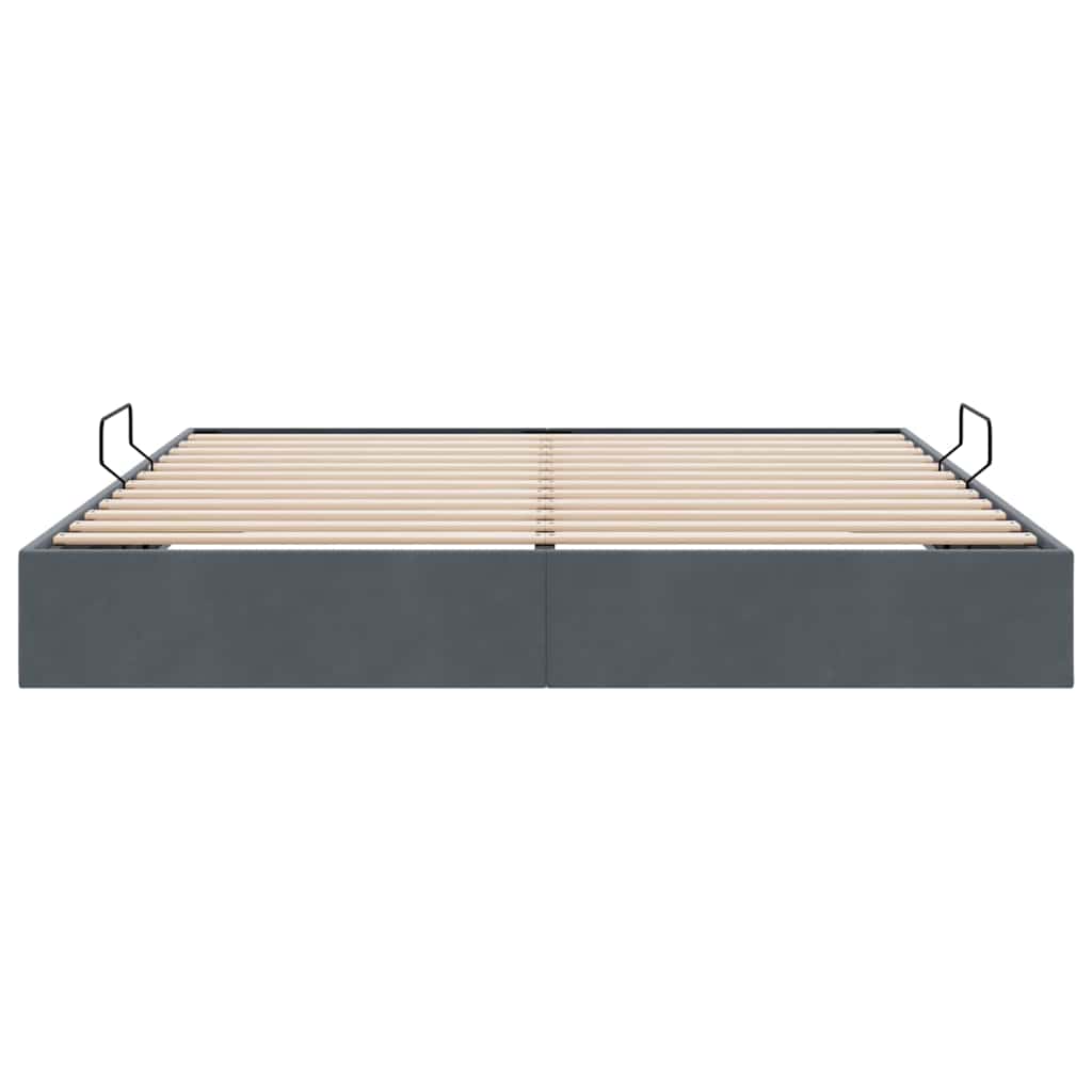 Lit de Rangement avec stockage Gris foncé 183 x 213 cm Velours - XIOS