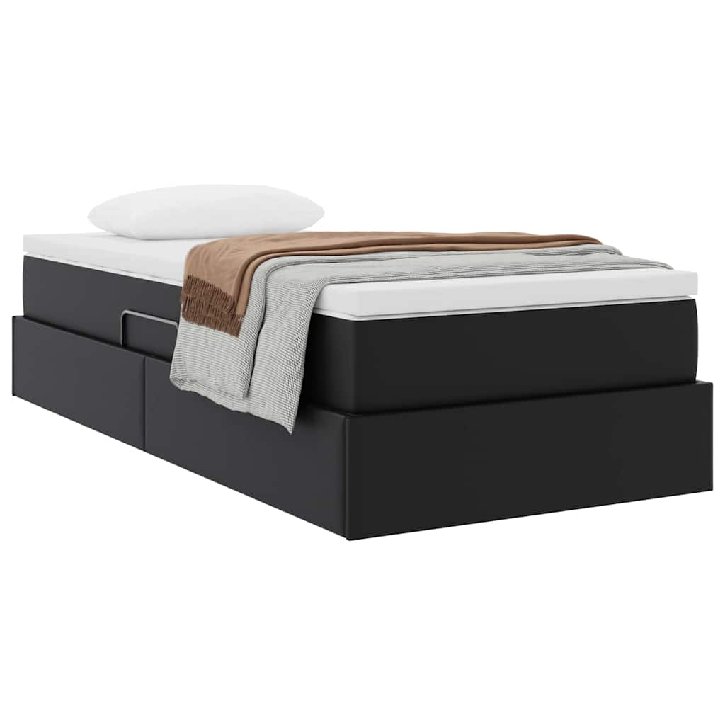 Lit avec rangement et matelas Noir 90 x 190 cm Simili cuir - XIOS