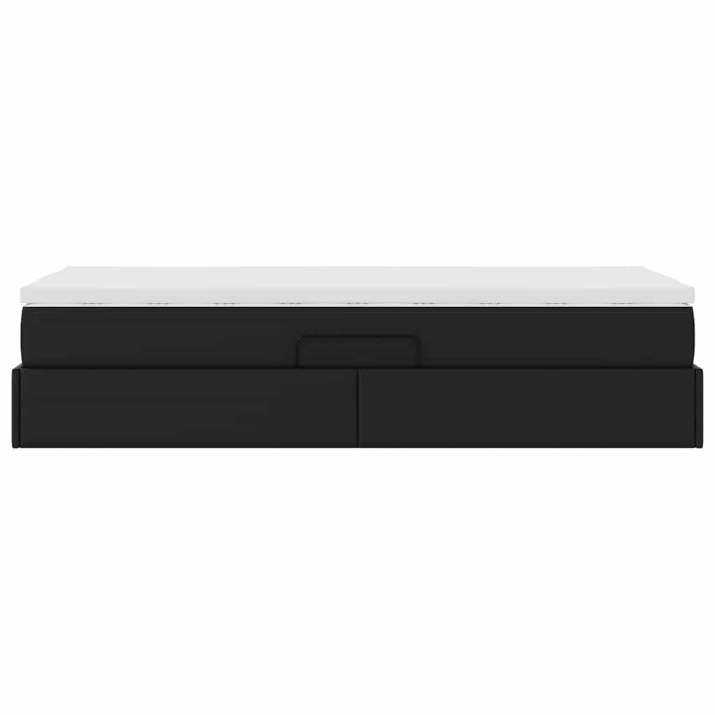 Lit avec rangement et matelas Noir 90 x 190 cm Simili cuir - XIOS