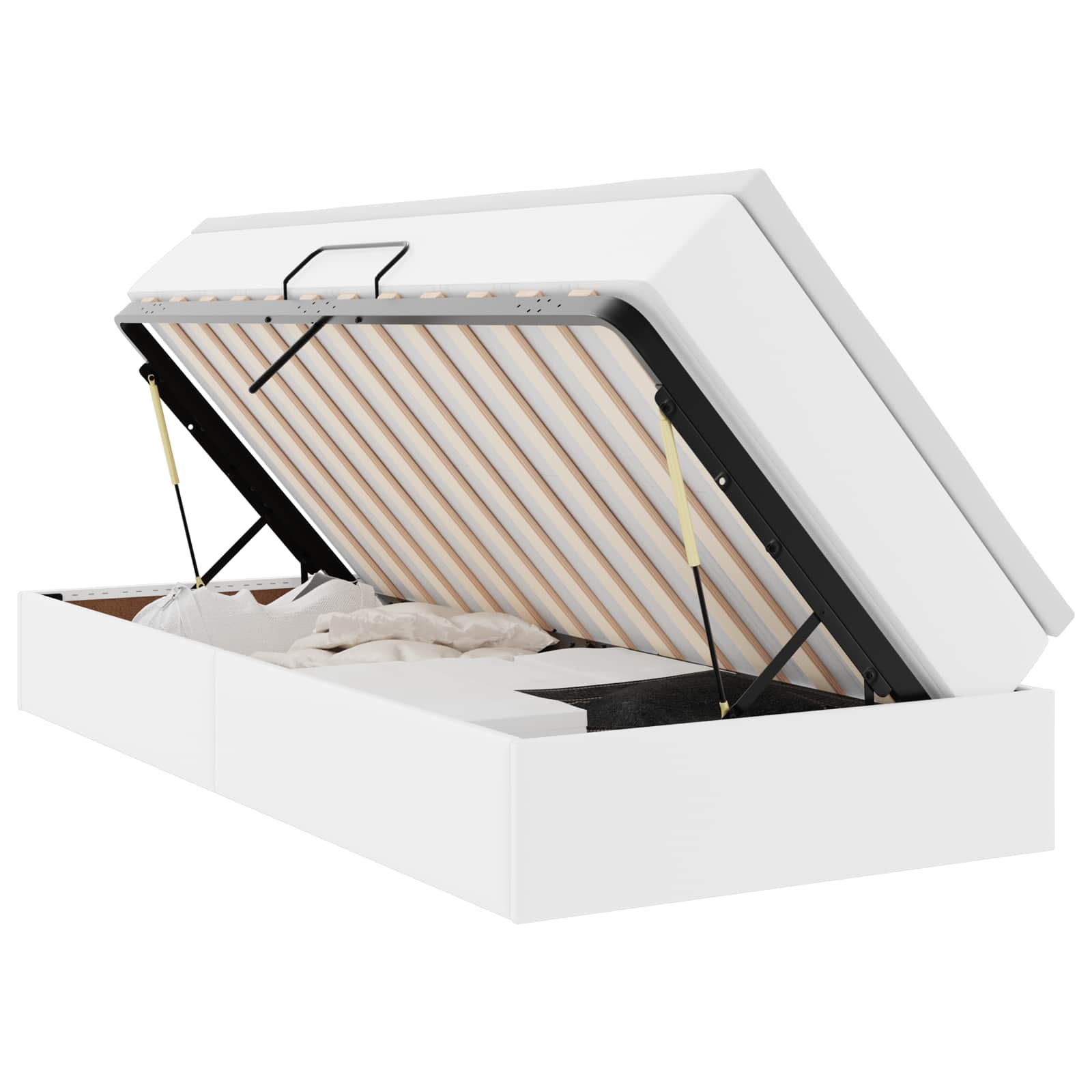 Lit avec rangement et matelas Blanc 90 x 190 cm Simili cuir - XIOS