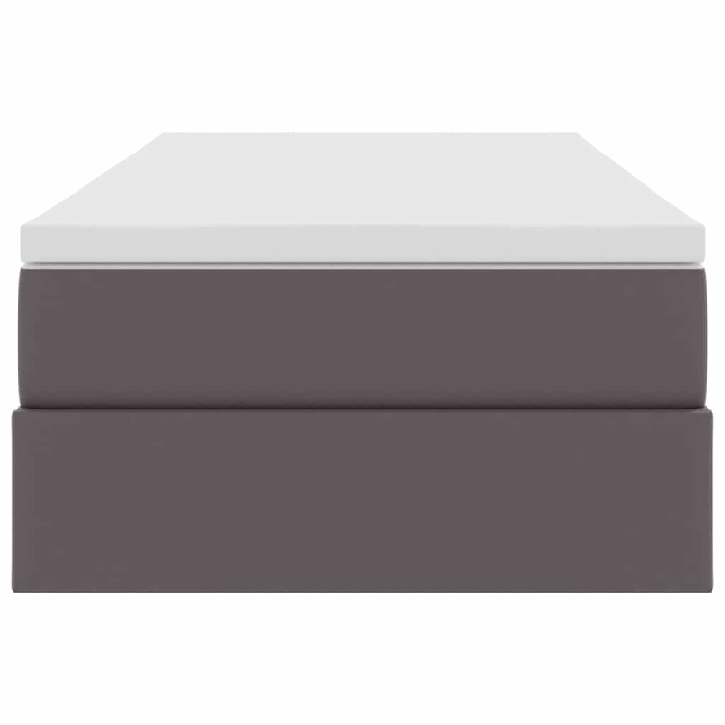 Lit avec rangement et matelas Gris 90 x 190 cm Simili cuir - XIOS