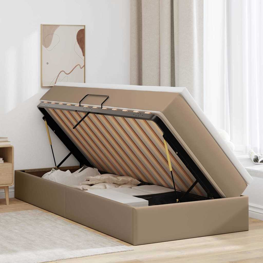 Lit avec rangement et matelas Cappuccino 90 x 190 cm - XIOS