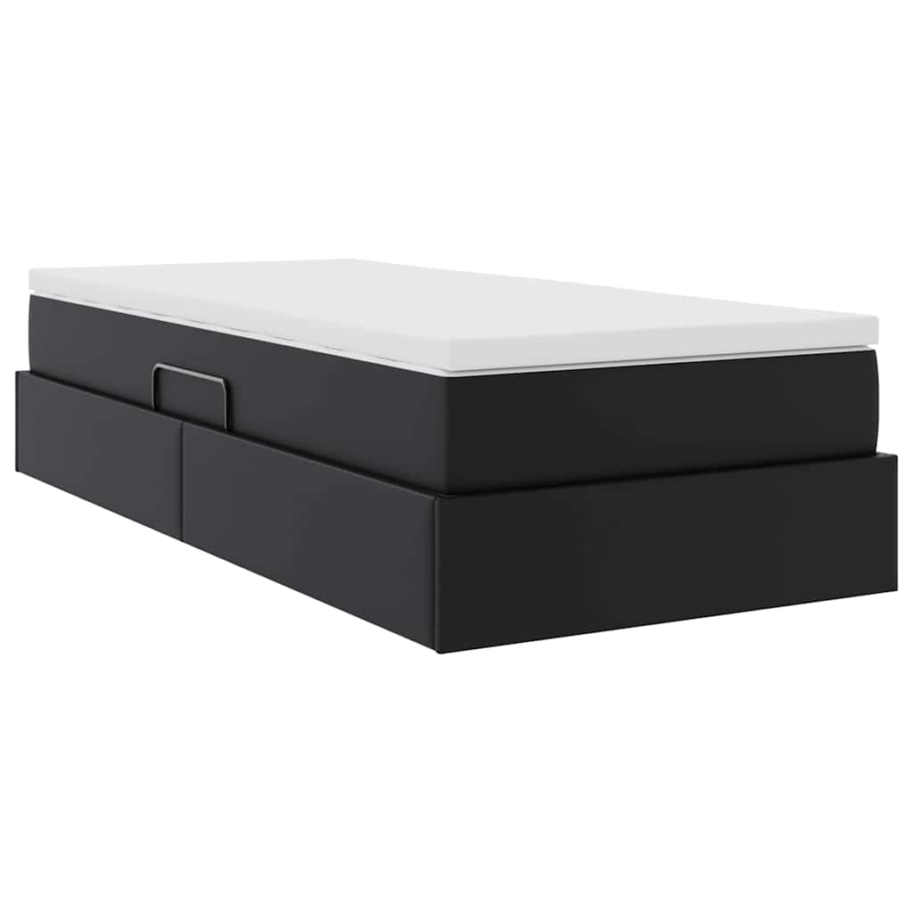 Lit avec rangement et matelas Noir 90 x 200 cm Simili cuir - XIOS