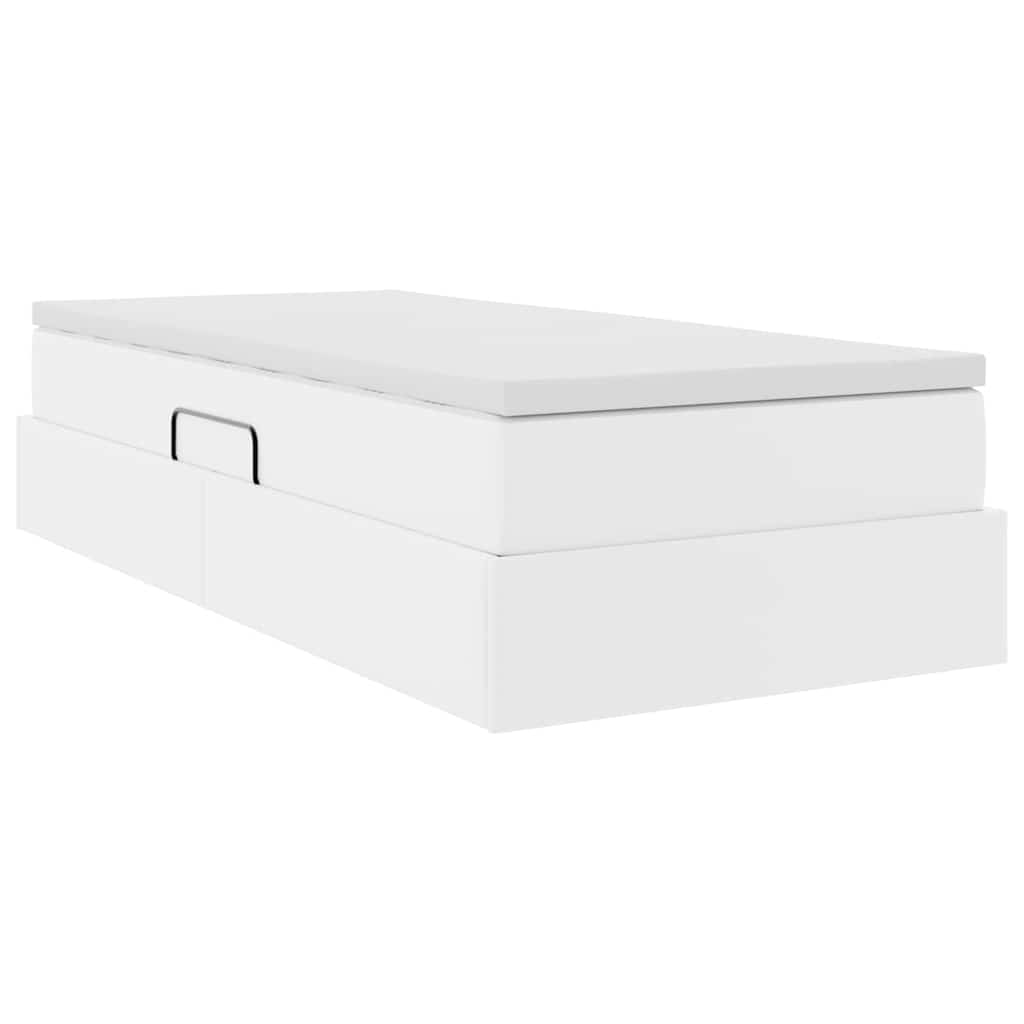 Lit avec rangement et matelas Blanc 90 x 200 cm Simili cuir - XIOS