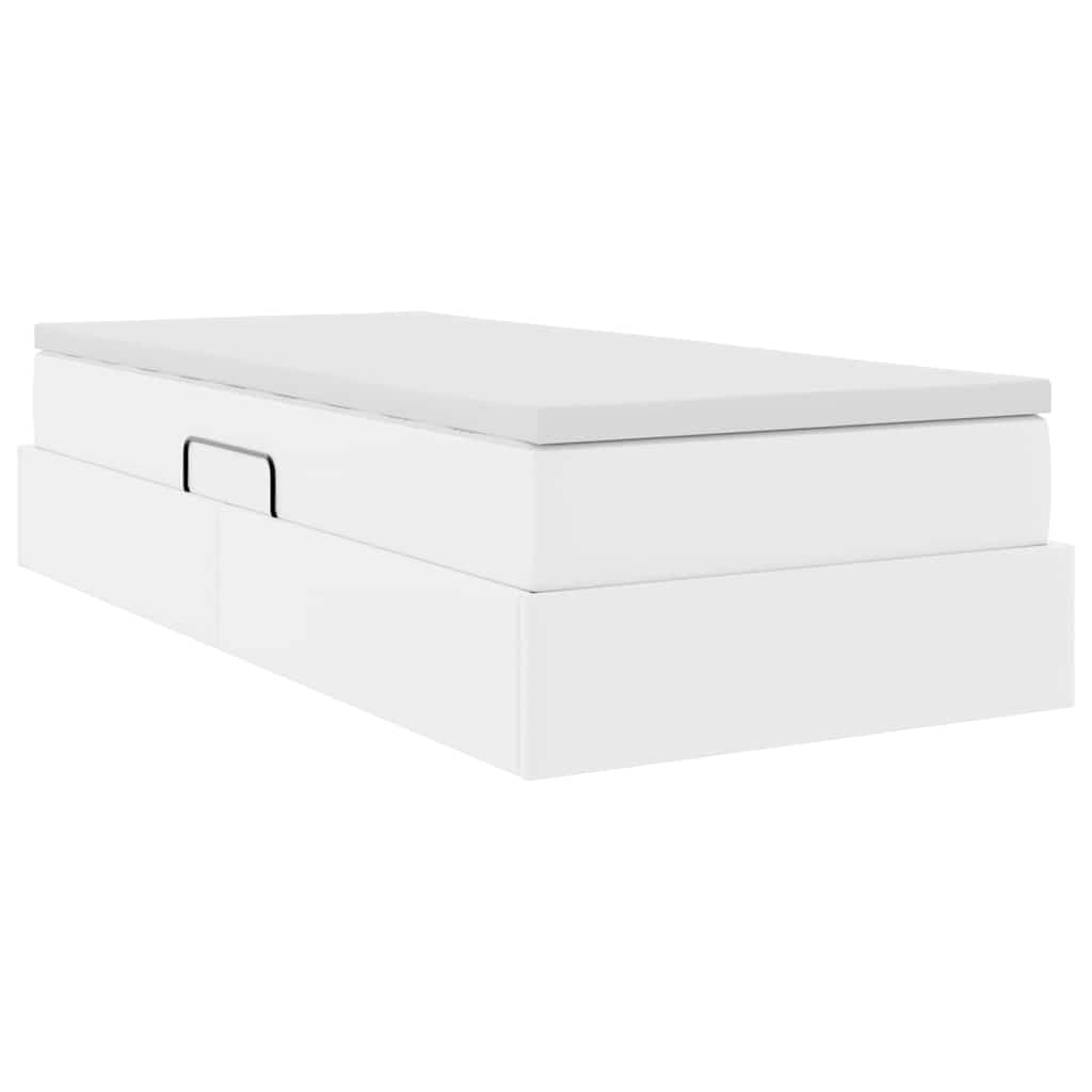 Lit avec rangement et matelas Blanc 90 x 200 cm Simili cuir - XIOS