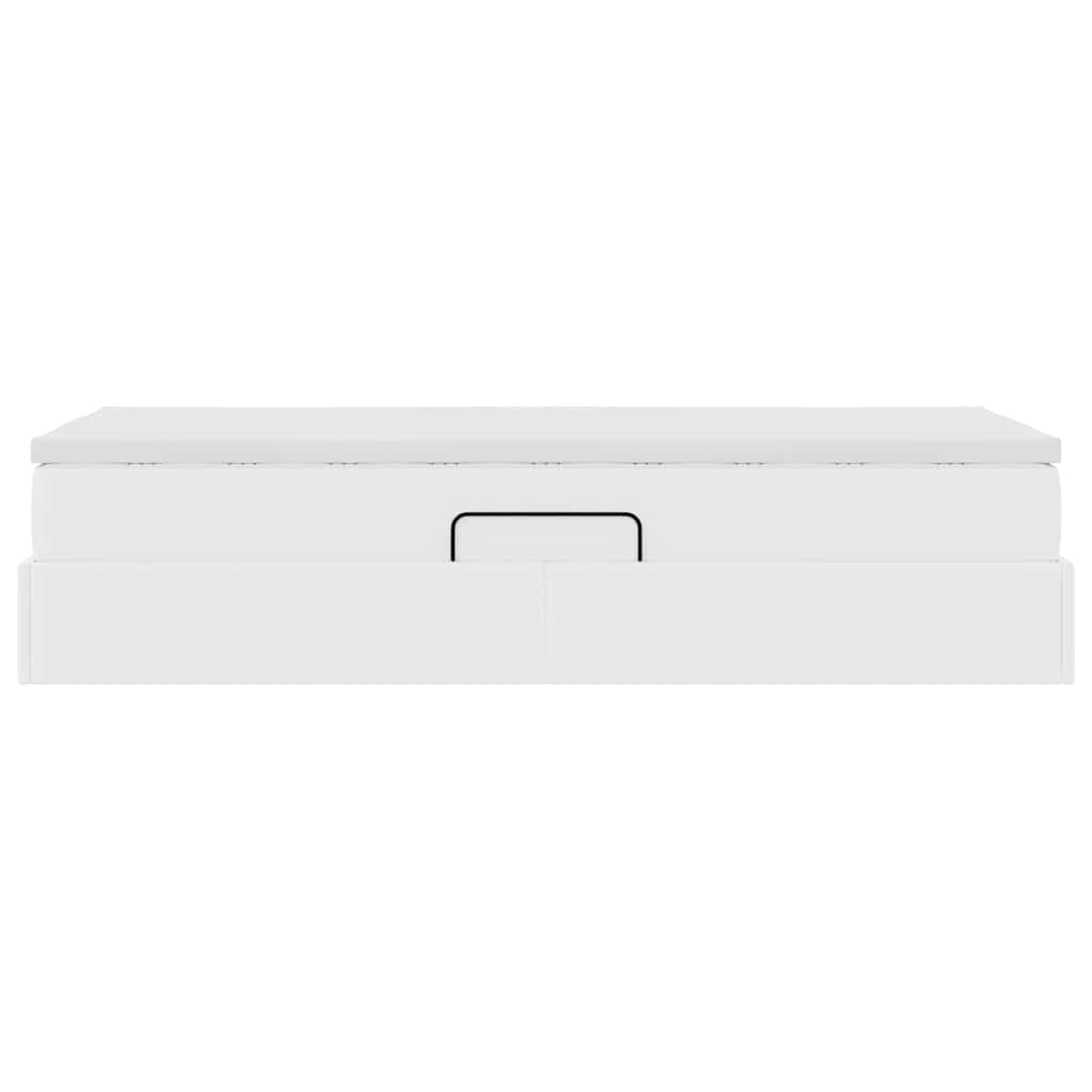 Lit avec rangement et matelas Blanc 90 x 200 cm Simili cuir - XIOS