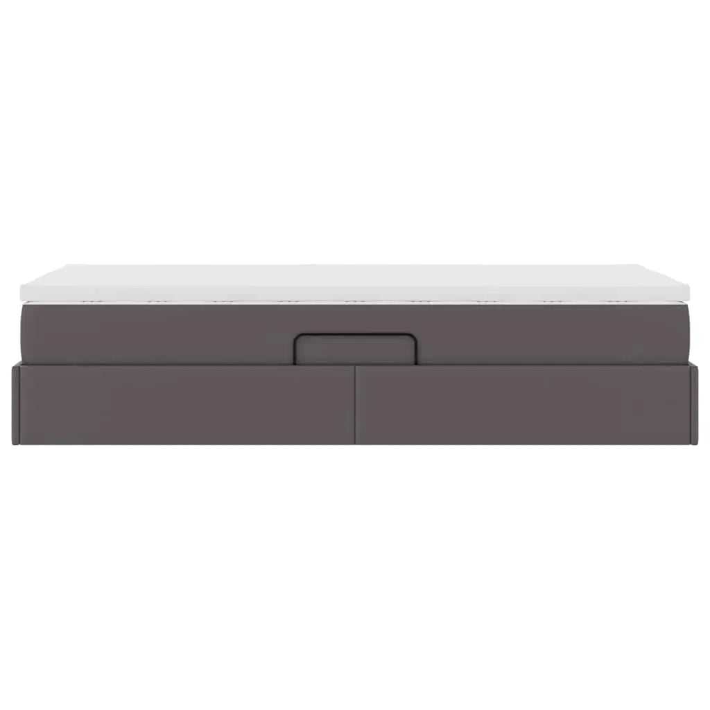 Lit avec rangement et matelas Gris 90 x 200 cm Simili cuir - XIOS
