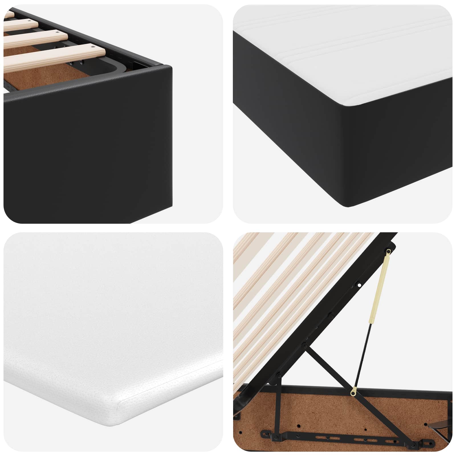 Lit avec rangement et matelas Noir 100 x 200 cm Simili cuir - XIOS