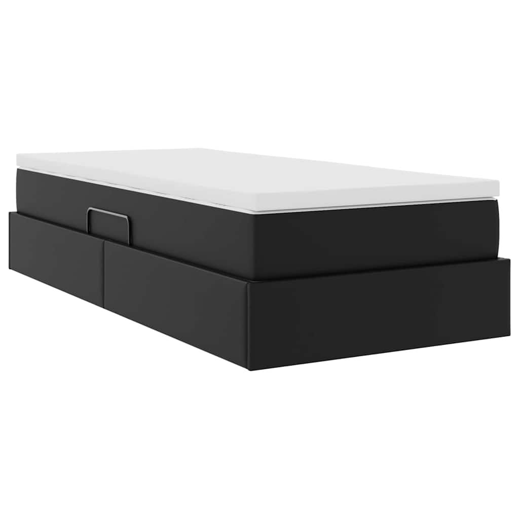 Lit avec rangement et matelas Noir 100 x 200 cm Simili cuir - XIOS