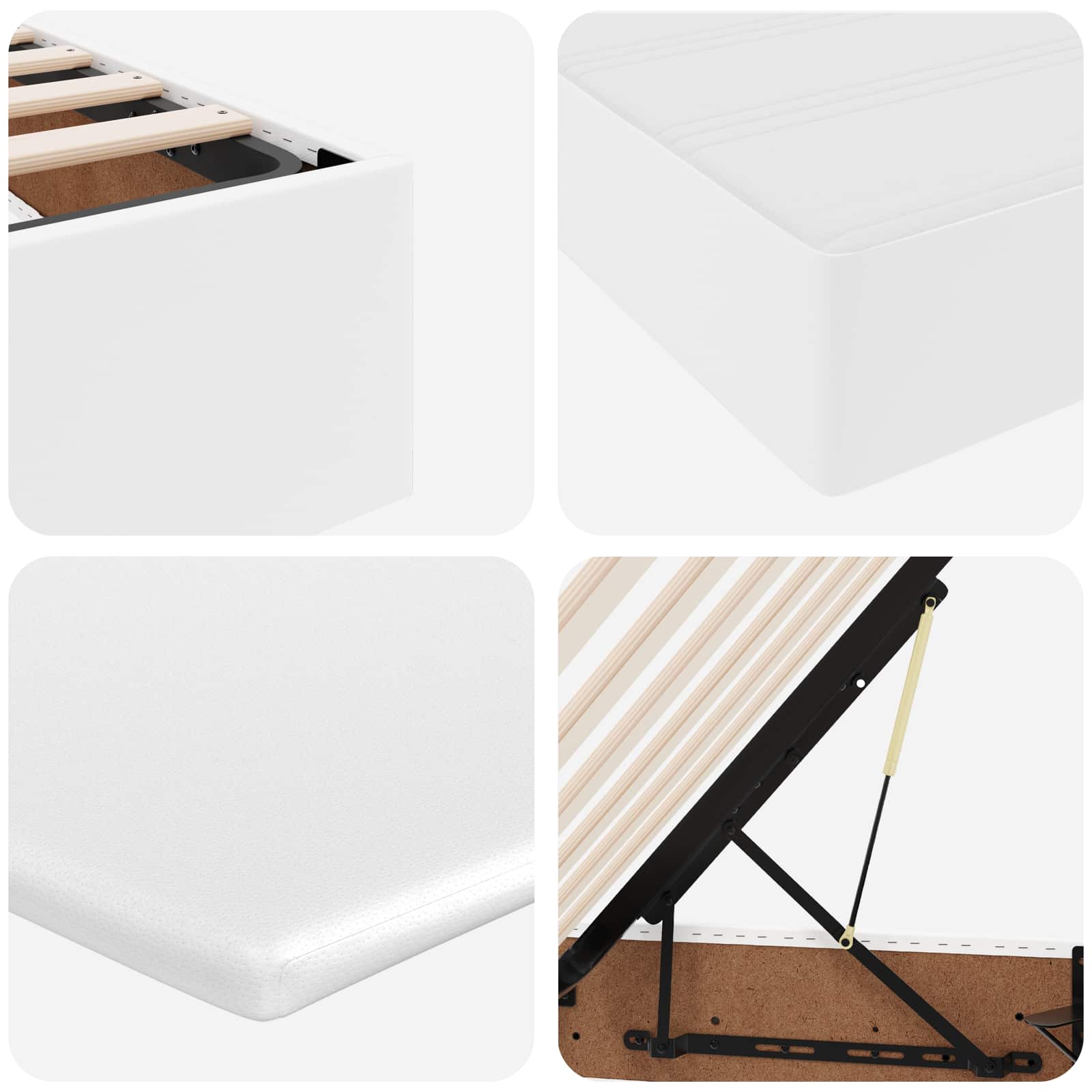 Lit avec rangement et matelas Blanc 100 x 200 cm Simili cuir - XIOS