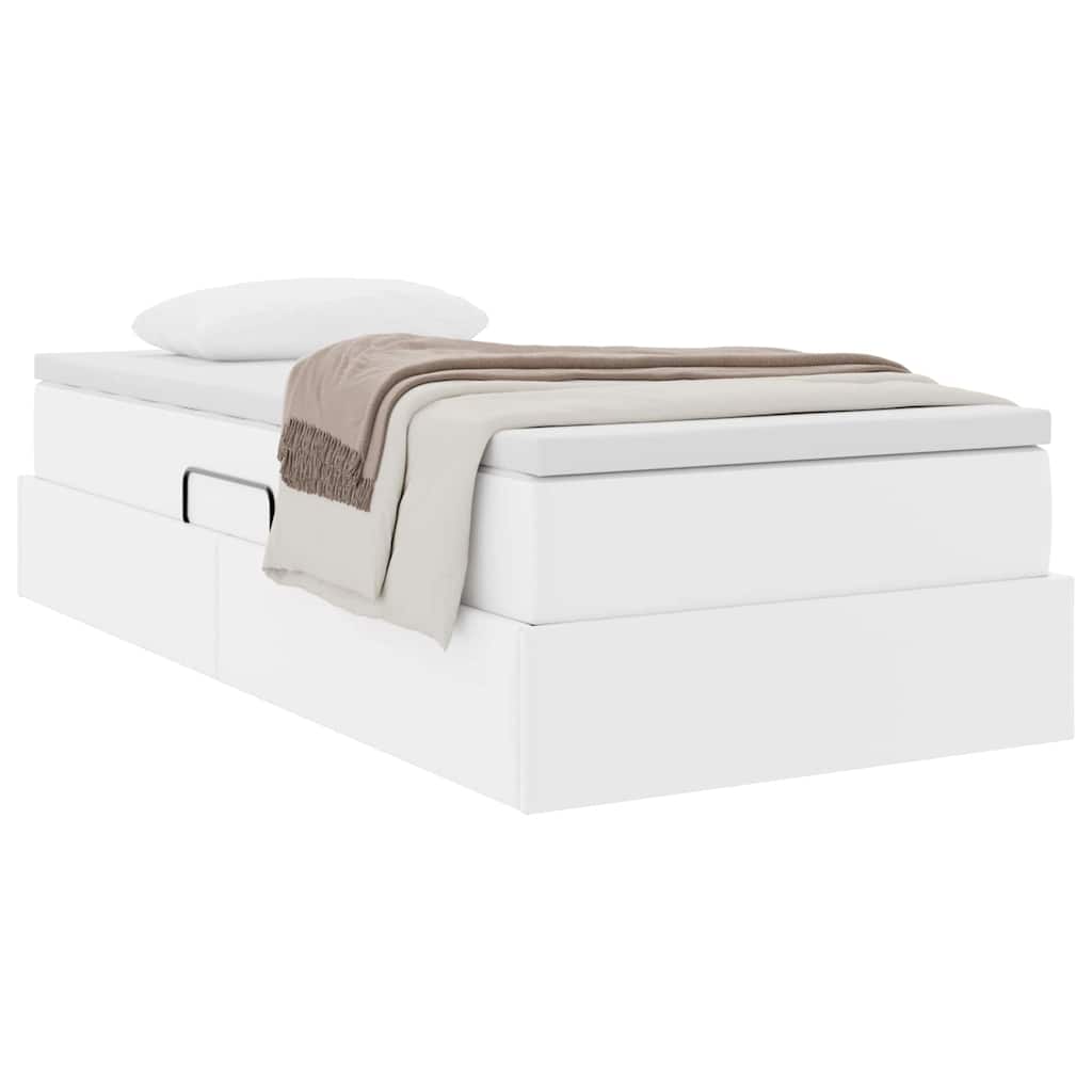 Lit avec rangement et matelas Blanc 100 x 200 cm Simili cuir - XIOS