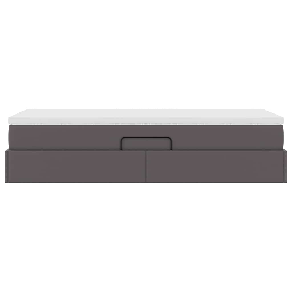 Lit avec rangement et matelas Gris 100 x 200 cm Simili cuir - XIOS