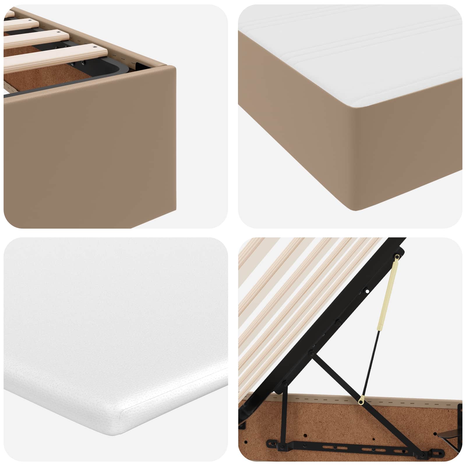Lit avec rangement et matelas Cappuccino 100 x 200 cm - XIOS