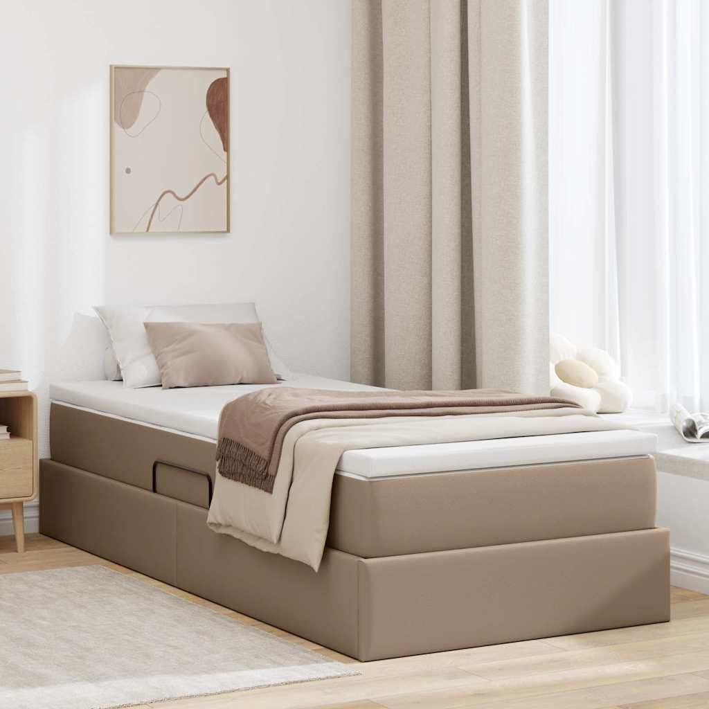 Lit avec rangement et matelas Cappuccino 100 x 200 cm - XIOS