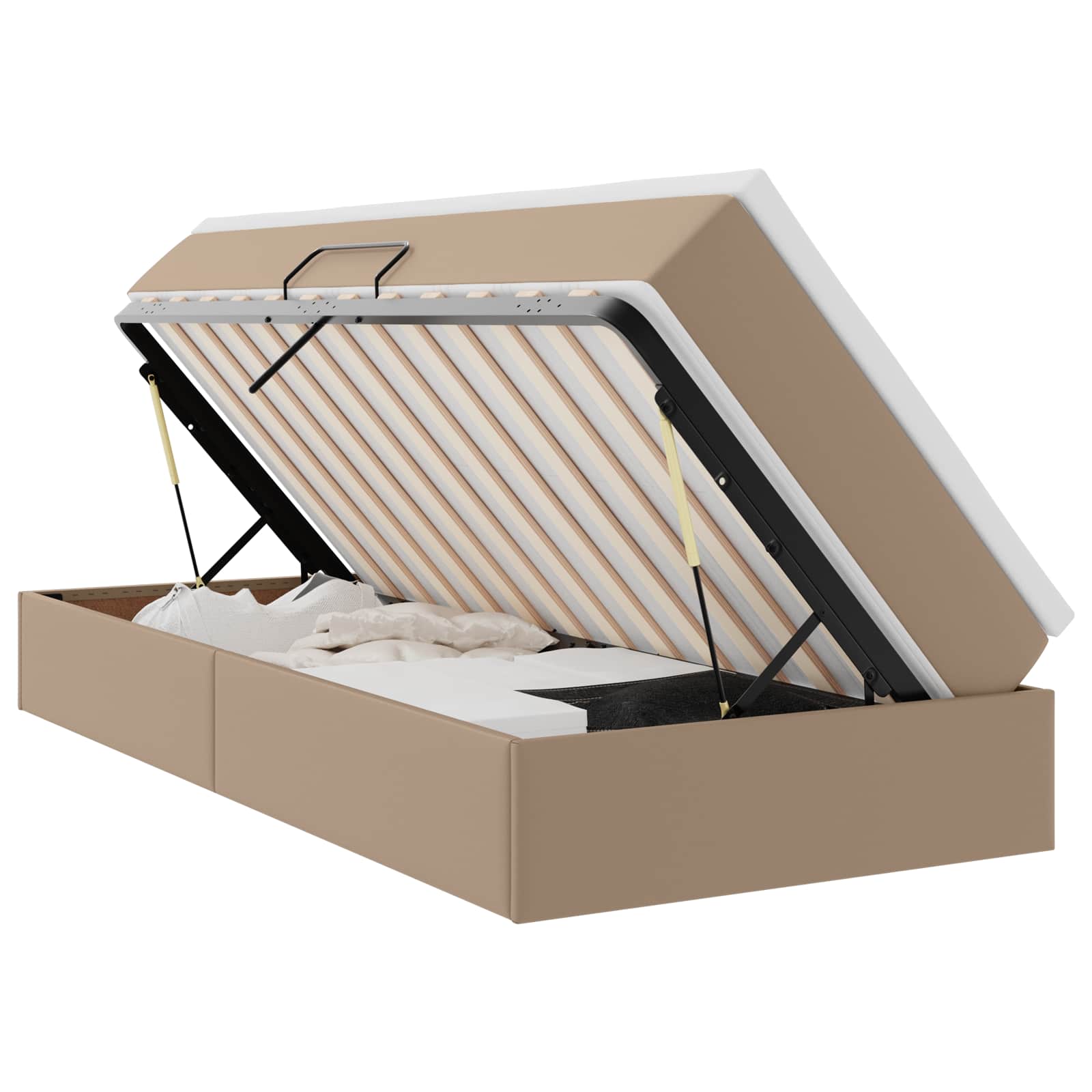 Lit avec rangement et matelas Cappuccino 100 x 200 cm - XIOS