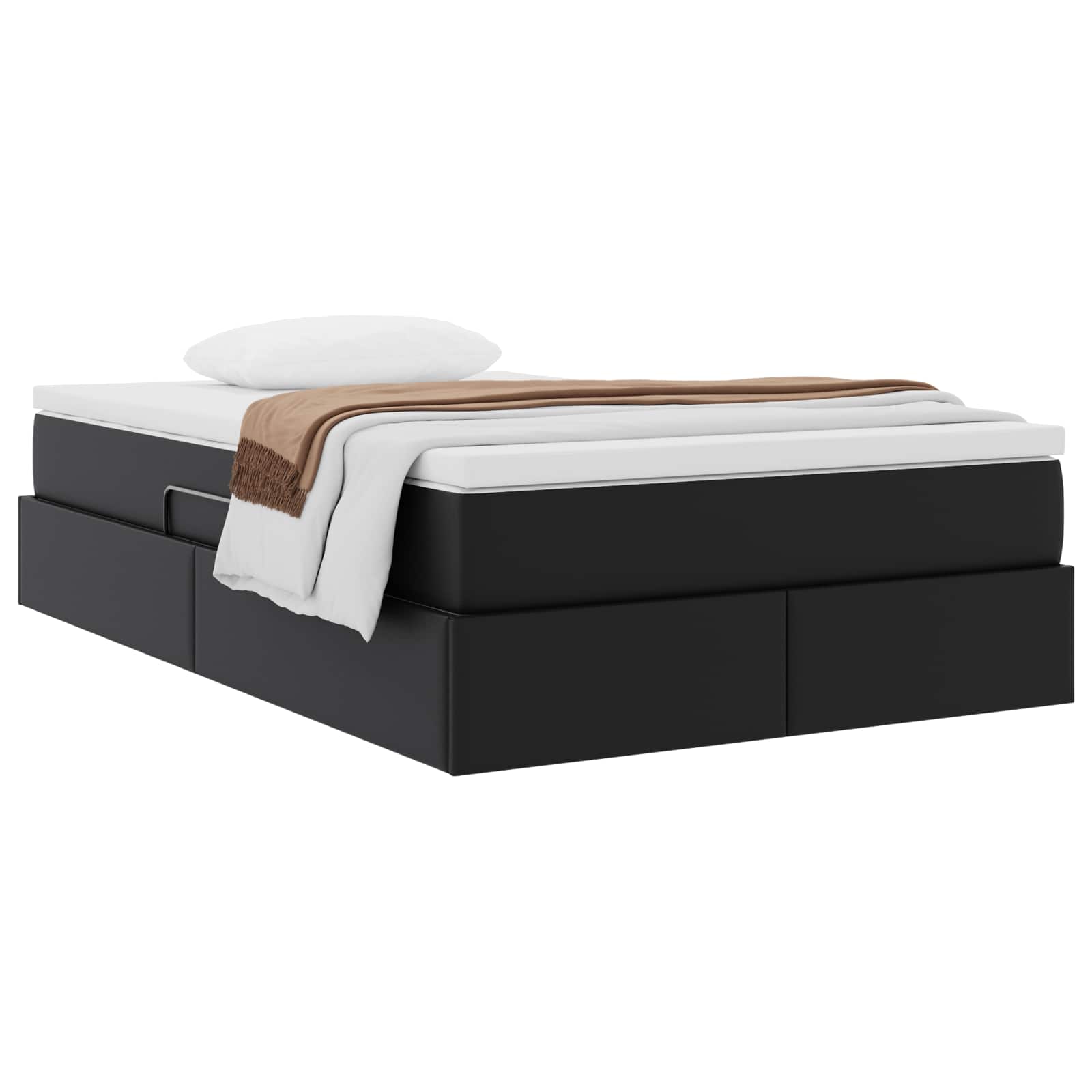 Lit avec rangement et matelas Noir 120 x 190 cm Simili cuir - XIOS
