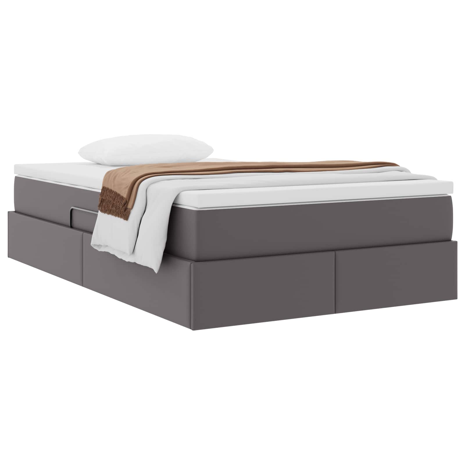 Lit avec rangement et matelas Gris 120 x 190 cm Simili cuir